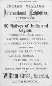 1886: Ad for the International Exhibition in Liverpool on natives of India and Ceylon